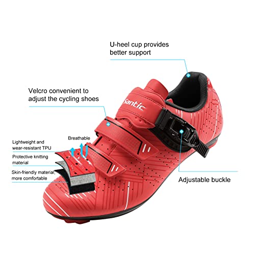 Santic Zapatillas Ciclismo Carretera Zapatillas Bicicleta para Hombres y Mujers Rojo EU 44