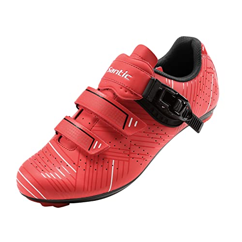 Santic Zapatillas Ciclismo Carretera Zapatillas Bicicleta para Hombres y Mujers Rojo EU 44