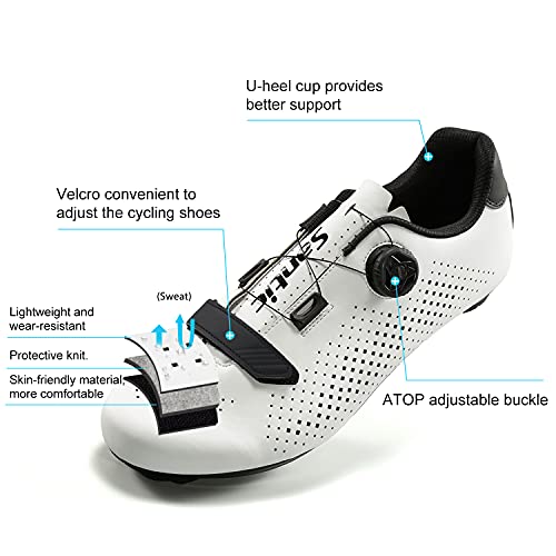 Santic Zapatillas Ciclismo Hombre Carretera Zapatillas Bicicleta Montaña MTB para Hombres Blanco EU 44