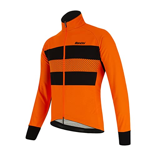 Santini Color Bengal - Chaqueta de ciclismo para hombre (térmica, ajustable), Color naranja neón., XXXL