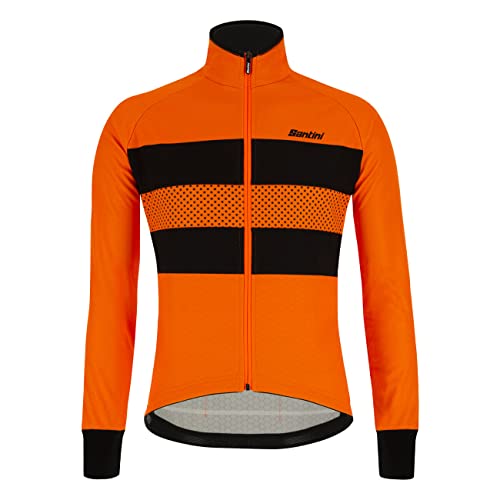 Santini Color Bengal - Chaqueta de ciclismo para hombre (térmica, ajustable), Color naranja neón., XXXL