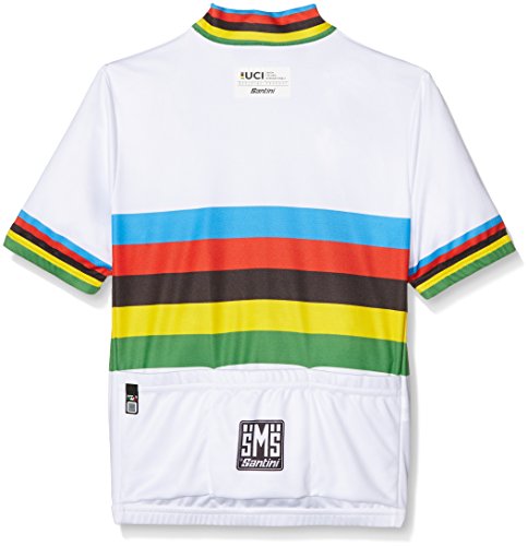 Santini Replica UCI World Champion - Jersey de manga corta para niños, color Blanco, talla 11 años