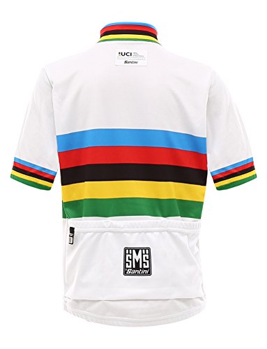 Santini Replica UCI World Champion - Jersey de manga corta para niños, color Blanco, talla 11 años