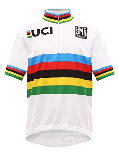 Santini Replica UCI World Champion - Jersey de manga corta para niños, color Blanco, talla 11 años