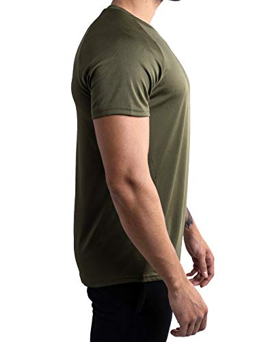 Satire Gym - Camiseta Deportiva Ajustada para Hombre/Camiseta Deportiva Estrecha y de Secado rápido, Camiseta Transpirable/Apta como Camiseta de Fitness y Culturismo.(Verde Oliva, L)