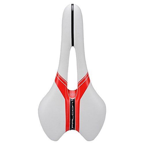 SATTEL FALCON AF TI 142MM WEI?-ROT MICROFIBER BEZUG, TI-GESTELL