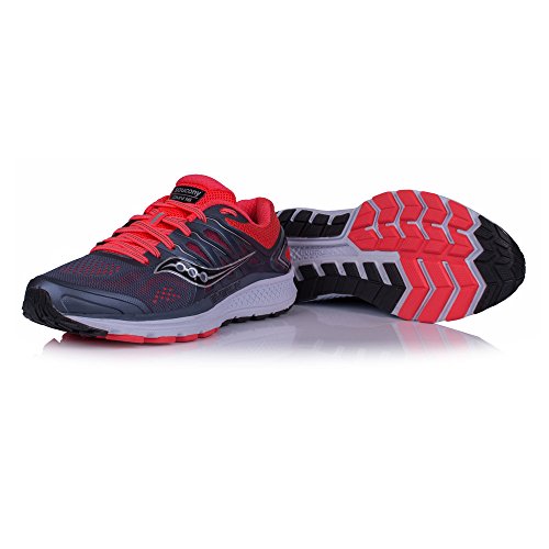 Saucony Omni 16, Zapatillas de Deporte Mujer, Gris (Gry/Viz Red/Blk 5), 40.5 EU