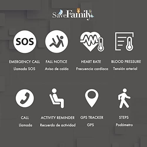 SaveFamily Senior. Reloj-Localizador con GPS para personas mayores. Llamadas, Aviso de caída, Botón de emergencia, Recordatorio medicamentos, Frecuencia cardíaca, Podómetro. App propia. Marca Española