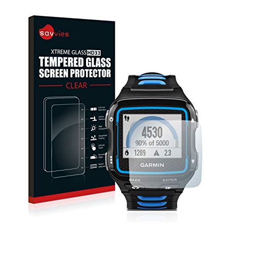 savvies Protector Cristal Templado Compatible con Garmin Forerunner 920XT Protector Pantalla Vidrio, Protección 9H, Pelicula Anti-Huellas