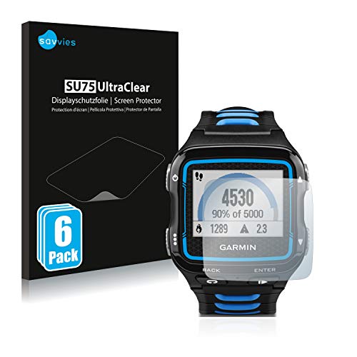 savvies Protector Pantalla Compatible con Garmin Forerunner 920XT (6 Unidades) Película Ultra Transparente