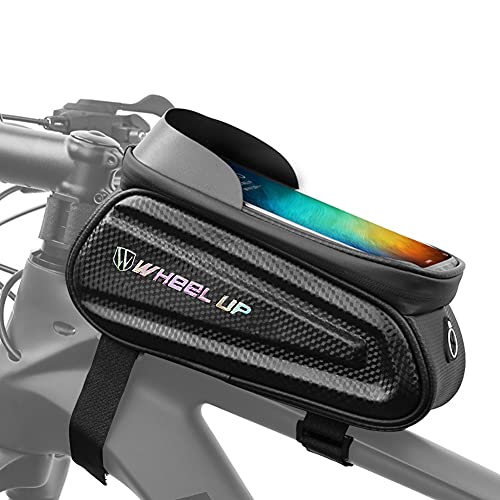 Sawpy Bolsa Para Cuadro de Bicicleta, Bolsa Impermeable Para Bicicleta, Bolsa Para Teléfono Inteligente de 7 Pulgadas, Bolsas Para Manillar MTB Para Bicicleta con Orificio Para Auriculares