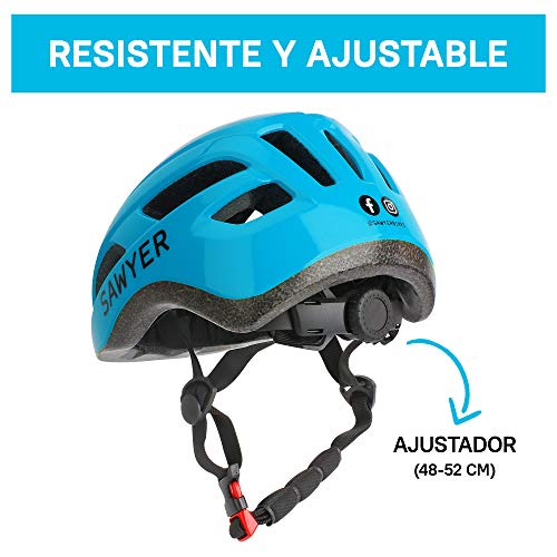 Sawyer Bikes - Casco Infantil Ajustable Niños - Bicicleta/Patinete (Azul)