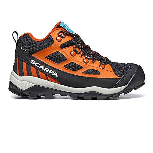 Scarpa Neutron Mid Kid GTX, Zapatillas de Trail Running para niños, Black-Orange Gore-Tex, 35 EU