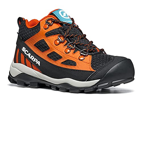 Scarpa Neutron Mid Kid GTX, Zapatillas de Trail Running para niños, Black-Orange Gore-Tex, 35 EU