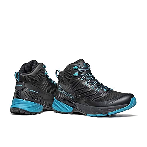 Scarpa Rush Mid GTX, Zapatillas de Trail Running Hombre, Black-Ottanio Gore-Tex SHCM Free Dome, 41.5 EU