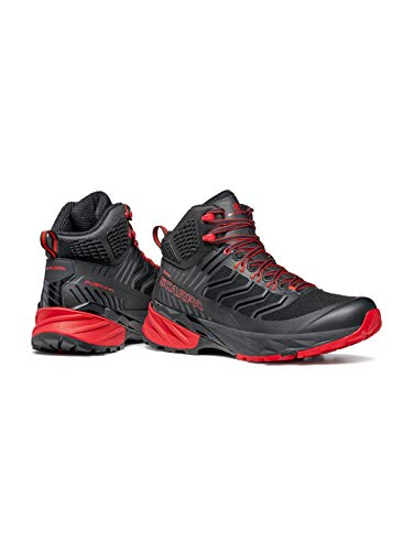 Scarpa Rush Mid GTX, Zapatillas de Trail Running Hombre, Black-Red Gore-Tex SHCM Free Dome, 45 EU