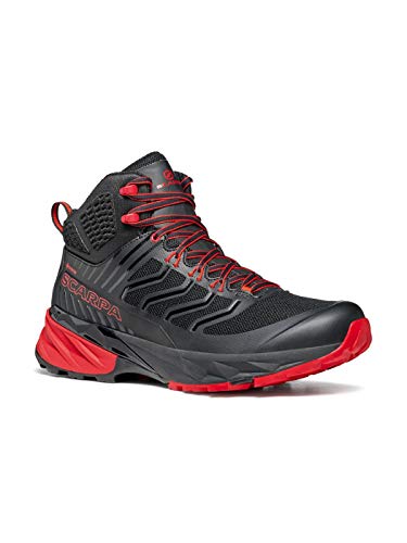 Scarpa Rush Mid GTX, Zapatillas de Trail Running Hombre, Black-Red Gore-Tex SHCM Free Dome, 45 EU