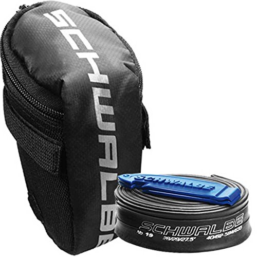 SCHWALBE 2179502300 Bolsa tija de sillin cámara 27.5/29" + 2 Desmontables, Unisex Adulto, Schwarz/Grau, 25 x 20 x 13cm