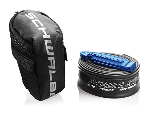 SCHWALBE 2179502300 Bolsa tija de sillin cámara 27.5/29" + 2 Desmontables, Unisex Adulto, Schwarz/Grau, 25 x 20 x 13cm