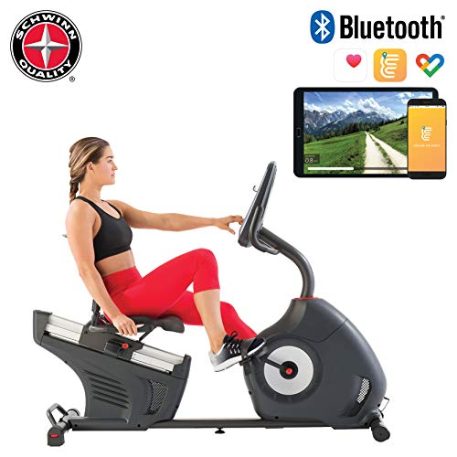 Schwinn 570R, Bicicleta Estática Reclinada, Con Respaldo, Bluetooth, MP3, Aplicaciones Deportivas Para Smartphone, Carreteras 3D Conectadas, 29 Programas, max 136 kg