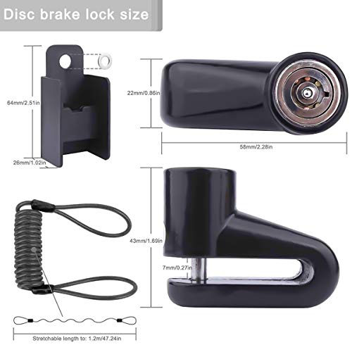Scooter Eléctrico Cerradura del Freno de Disco de Seguridad para Xiaomi Mijia M365 Ruedas de Bicicleta Armario con Cuerda de Recordatorio (Azul)