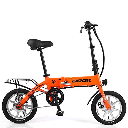 Scooter Eléctrico, La Bicicleta Plegable Eléctrico Con Motor De 250W / 8,0 Ah De La Batería, Velocidad Máxima 25 Kmh / Carga Máxima De 150 Kg, Estándar De 14 Pulgadas Ciudad E-Bici / Bicicleta,Naranja