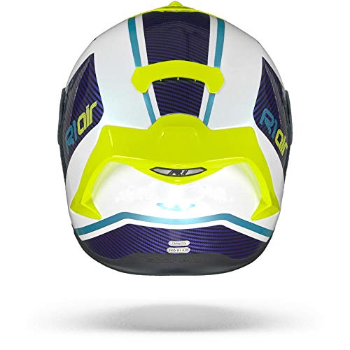 Scorpion Casco de moto EXO-R1 AIR CORPUS White-Blue-Neon yellow, Azul/Blanco/Amarillo, M