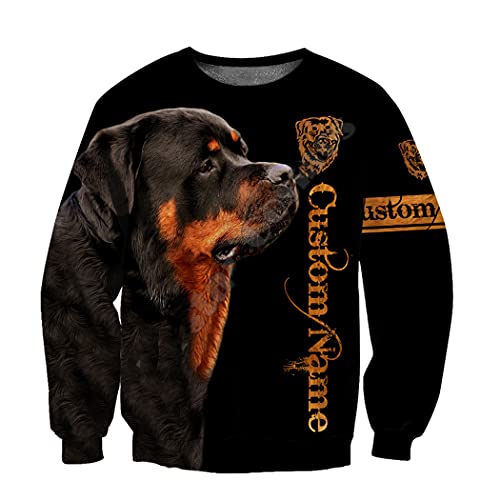 SDSVFG Hermoso Perro Rottweiler Negro con Capucha Impresa en 3D, Sudadera Unisex con Cremallera, chándal Informal, Sudadera Hombre