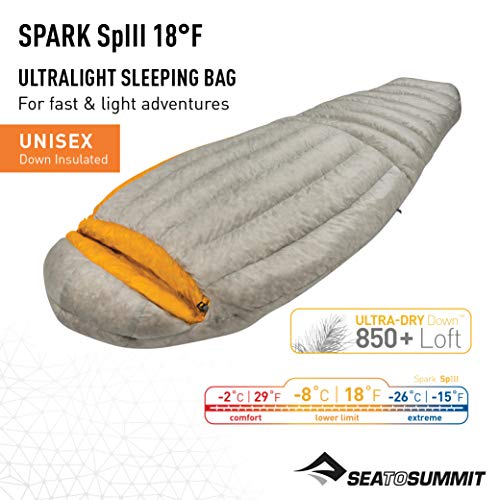 SEA TO SUMMIT Spark SpIII-R Left Zip Saco de Dormir Acampada y Senderismo, Adultos Unisex, Azul, Talla Única