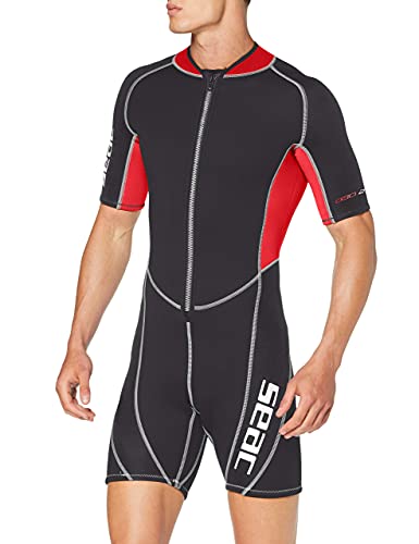 Seac Ciao Man Traje corto para hombres, Neopreno de 2.5 mm para snorkel, buceo y otras actividades acuáticas, M, Negro/Rojo