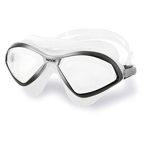 Seac Diablo, Gafas de natación para nadar en la piscina y en el mar para mujeres y hombres, Transparente/Negro, Estándar