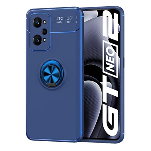 SEAHAI Funda para Realme GT Neo 2 (GT Neo2) Estuche, 360 Grados Soporte de Metal + Antigolpes Suave Silicona TPU Bumper Ultradelgado Carcasa para Realme GT Neo 2 (GT Neo2) - Azul/Azul