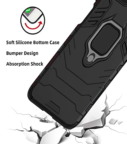 SEAHAI Funda para Realme GT Neo 2 (GT Neo2), Estuche con 360 Grados Anillo Soporte [Grado Militar Anti-Caída] Silicona Bumper Antigolpes Armor Carcasa para Realme GT Neo 2 (GT Neo2) - Negro