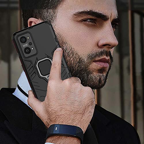 SEAHAI Funda para Realme GT Neo 2 (GT Neo2), Estuche con 360 Grados Anillo Soporte [Grado Militar Anti-Caída] Silicona Bumper Antigolpes Armor Carcasa para Realme GT Neo 2 (GT Neo2) - Negro