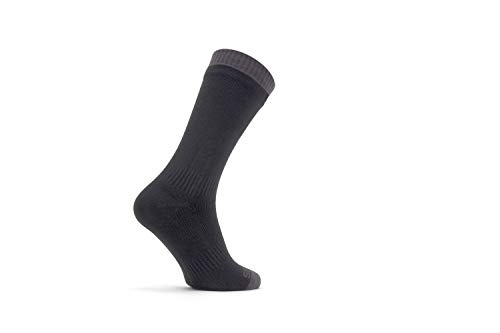 Seal Skinz Calcetines Impermeables de Longitud Media para Clima cálido Unisex para Adultos, Negro, L