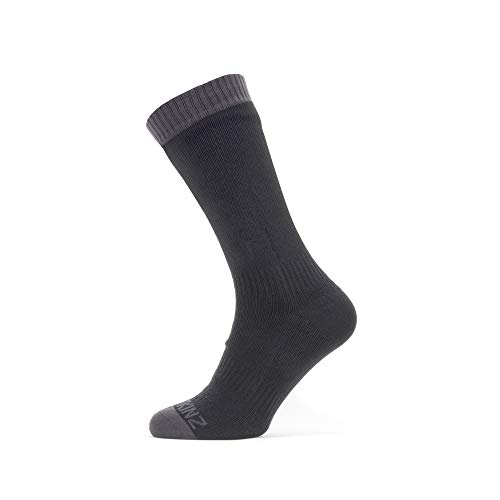 Seal Skinz Calcetines Impermeables de Longitud Media para Clima cálido Unisex para Adultos, Negro, L