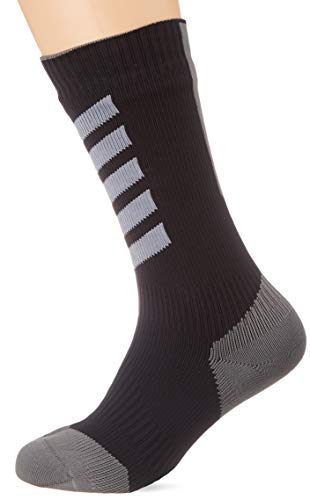 Seal Skinz Waterproof MTB Mid with Hydrostop Calcetines, Hombre, Black/Charcoal/Anthracite, S