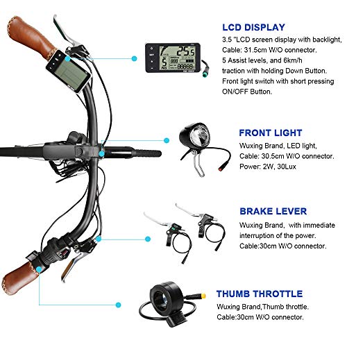 SEASON Kit de conversión para Bicicleta eléctrica, 36 V, 250 W, 28" con Motor de Rueda Delantera, Pantalla LCD, 5 Niveles Pas para Bicicleta eléctrica