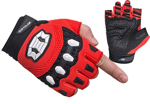 Seibertron Dirtclaw Unisex BMX MX ATV MTB Road Racing Mountain Bike Bicycle Cycling Off-Road/Dirt Bike Gel Padded Anti - Slip Palm Fingerless Gloves Motorcycle Motocross Sports Gloves Red XL