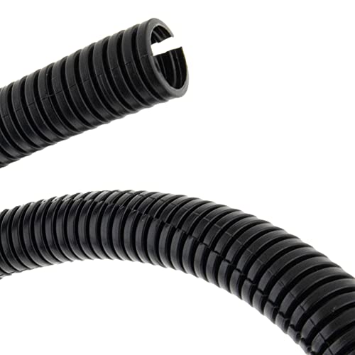 SeKi Tubo Corrugado Flexible, diámetro Interior de 4,5 mm, 5 Metros, ranurado, protección contra martas, Tubo vacío, Protector de Cables, Color Negro