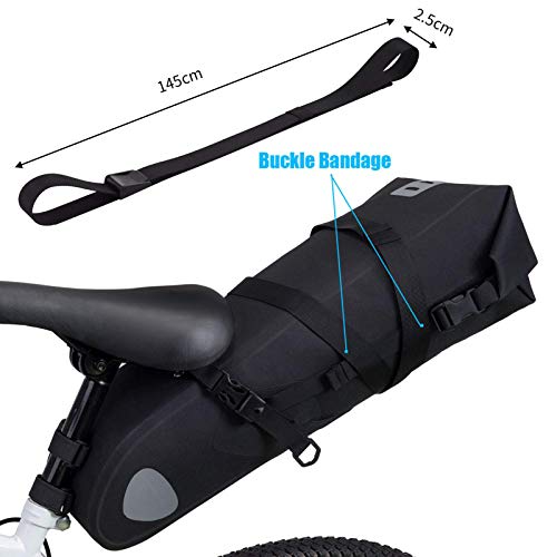 Selighting Impermeable Bicicleta Alforja Asiento Trasero Carrier Bolsas de Sillín Alforjas de Ciclismo (Negro-10L-2, 10L)