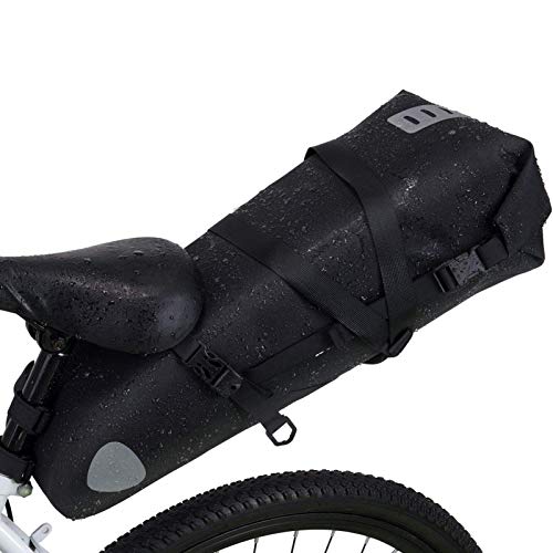 Selighting Impermeable Bicicleta Alforja Asiento Trasero Carrier Bolsas de Sillín Alforjas de Ciclismo (Negro-10L-2, 10L)