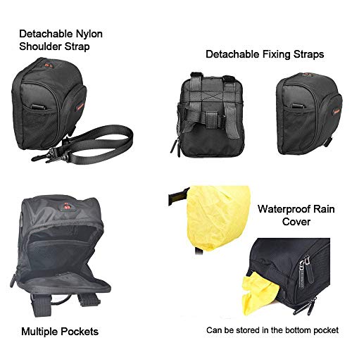 Selighting Multifunción Bolsa para Manillar Bicicleta, Impermeable Alforjas Bolsa Delandera de Bicicletas Carretera Ciclismo con Correa para el Hombro Extraíble y Cubierta para la Lluvia (Negro)