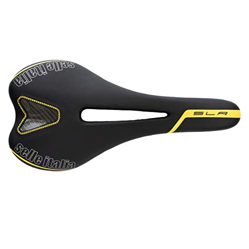 Sella italia SLR Flow TM Sillín para Bicicleta, Unisex, Negro/Amarillo, S2