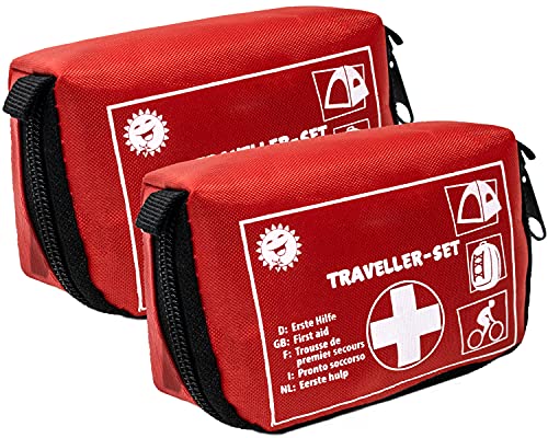 Selldorado® 2X botiquín de 32 Piezas Traveller - botiquín de Emergencia Ideal para Exteriores, Camping en Bicicleta, Viajes, Deportes - botiquín - con práctica trabilla para el cinturón