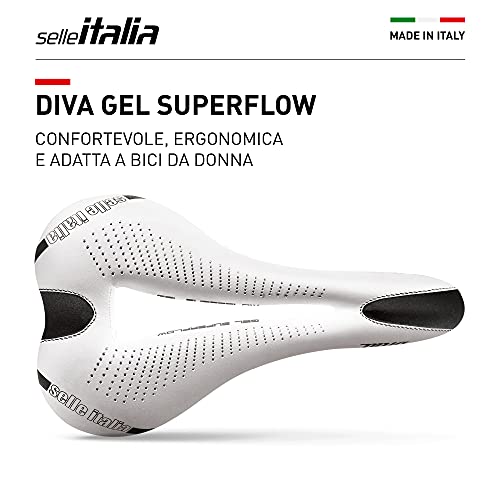 Selle Italia Diva Gel Superflow sillín, Women's, Blanco, L