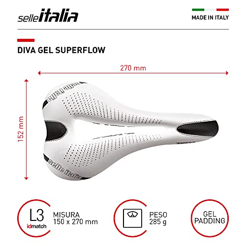 Selle Italia Diva Gel Superflow sillín, Women's, Blanco, L