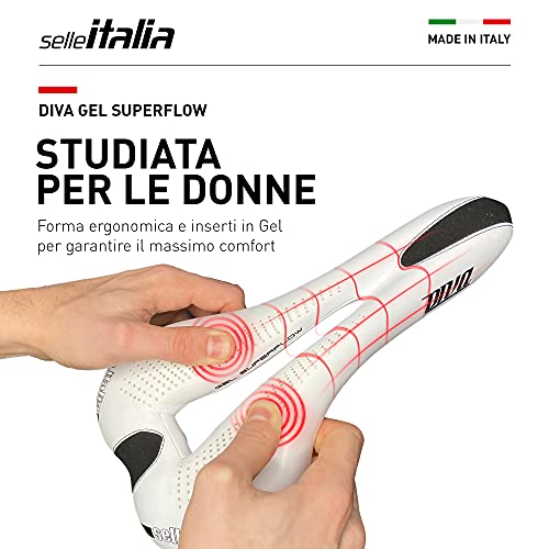 Selle Italia Diva Gel Superflow sillín, Women's, Blanco, L