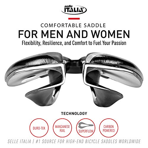 Selle Italia - Sillìn Bicicleta de Carretera SP-01 Boost TM Superflow, Rail Manganese Tubo Ø7, Sillìn Corto Road Perfomance Duro-tek, Comfort