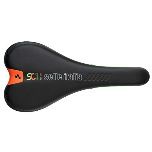 Selle Italia X1 X-Cross Cube SC1 Sillín, Unisex, Negro/Verde/Naranja